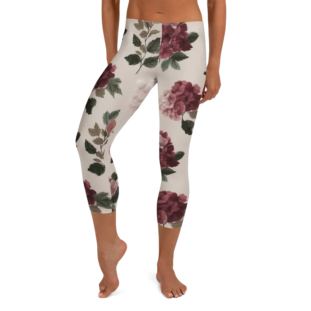 Vintage Bloom on Capri Leggings — Front