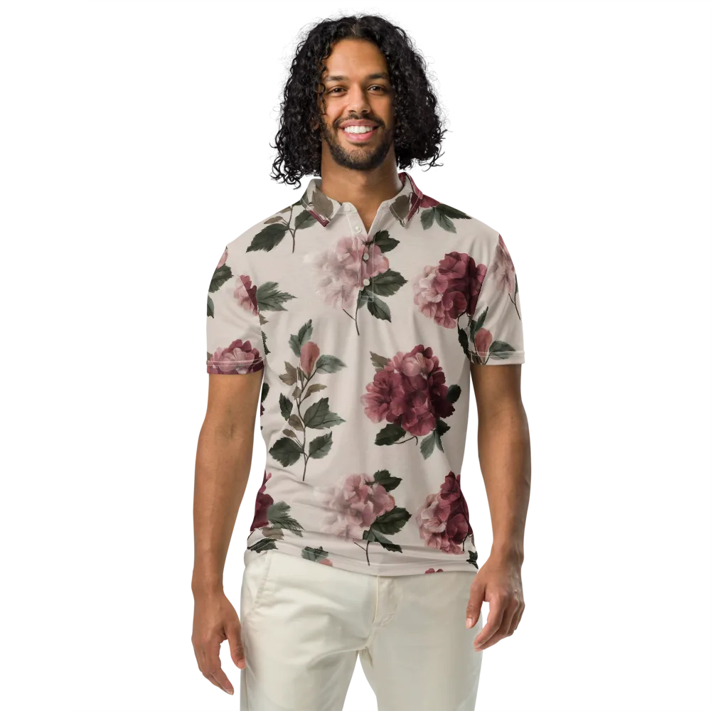 Vintage Bloom on Men's Slim Fit Polo Shirt — Front