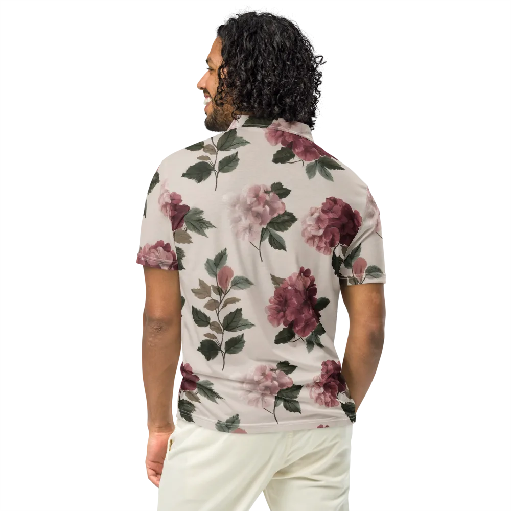 Vintage Bloom on Men's Slim Fit Polo Shirt — Back