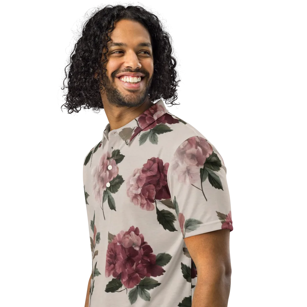 Vintage Bloom on Men's Slim Fit Polo Shirt — Left Front