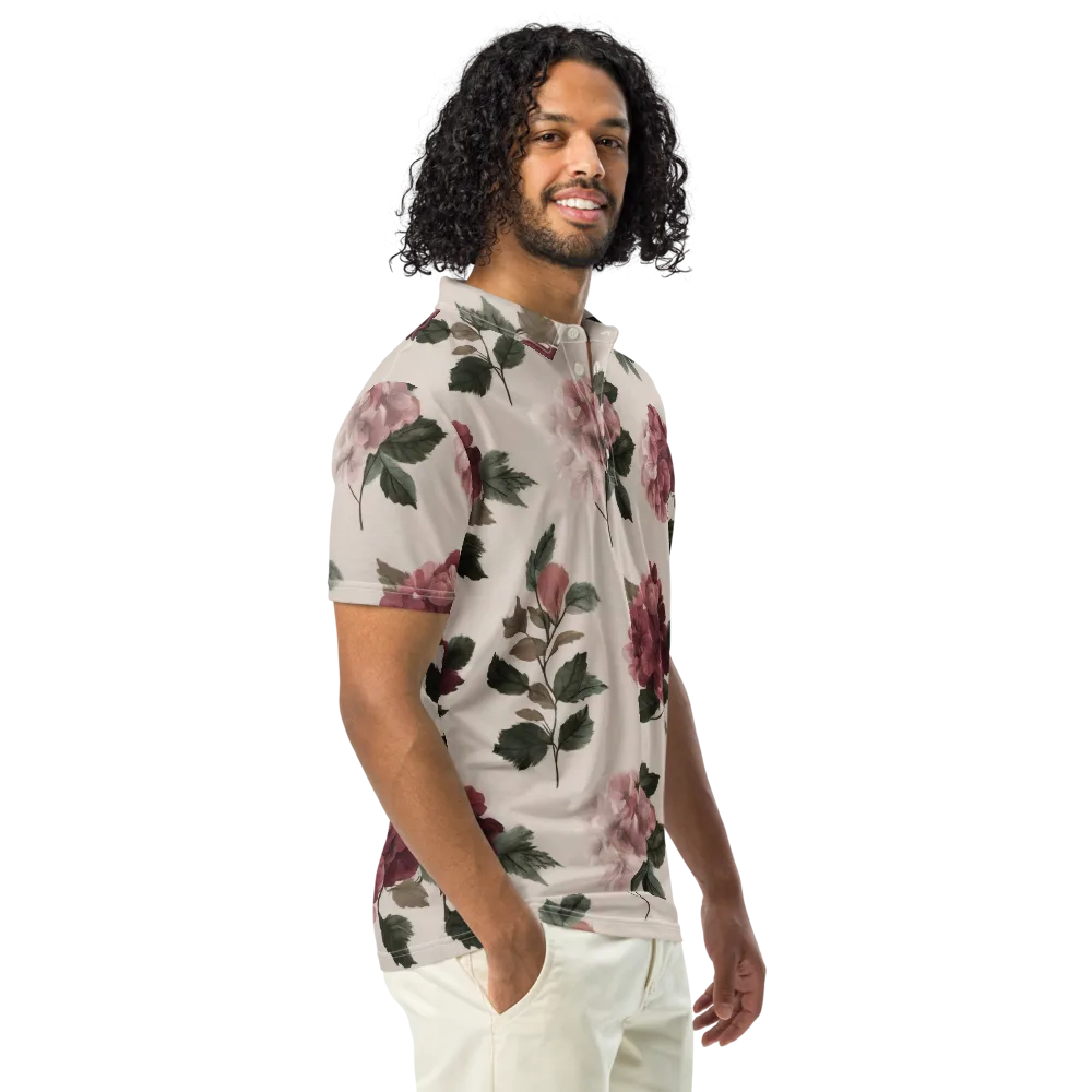 Vintage Bloom on Men's Slim Fit Polo Shirt — Right Front