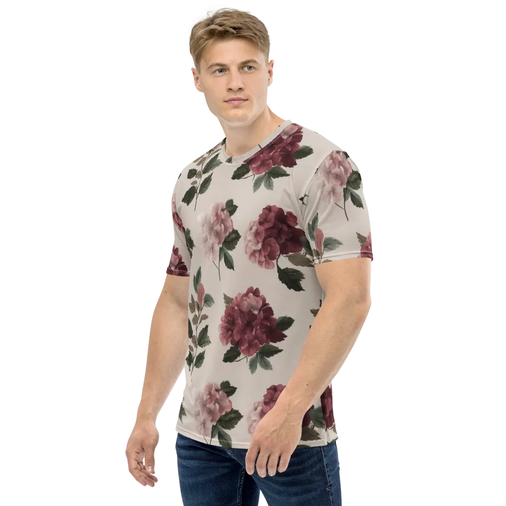 Vintage Bloom on Men's Crew Neck T-Shirt — Left
