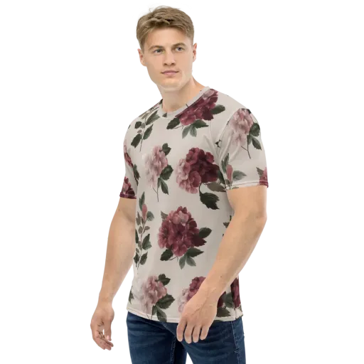 Vintage Bloom on a Men's Crew Neck T-Shirt