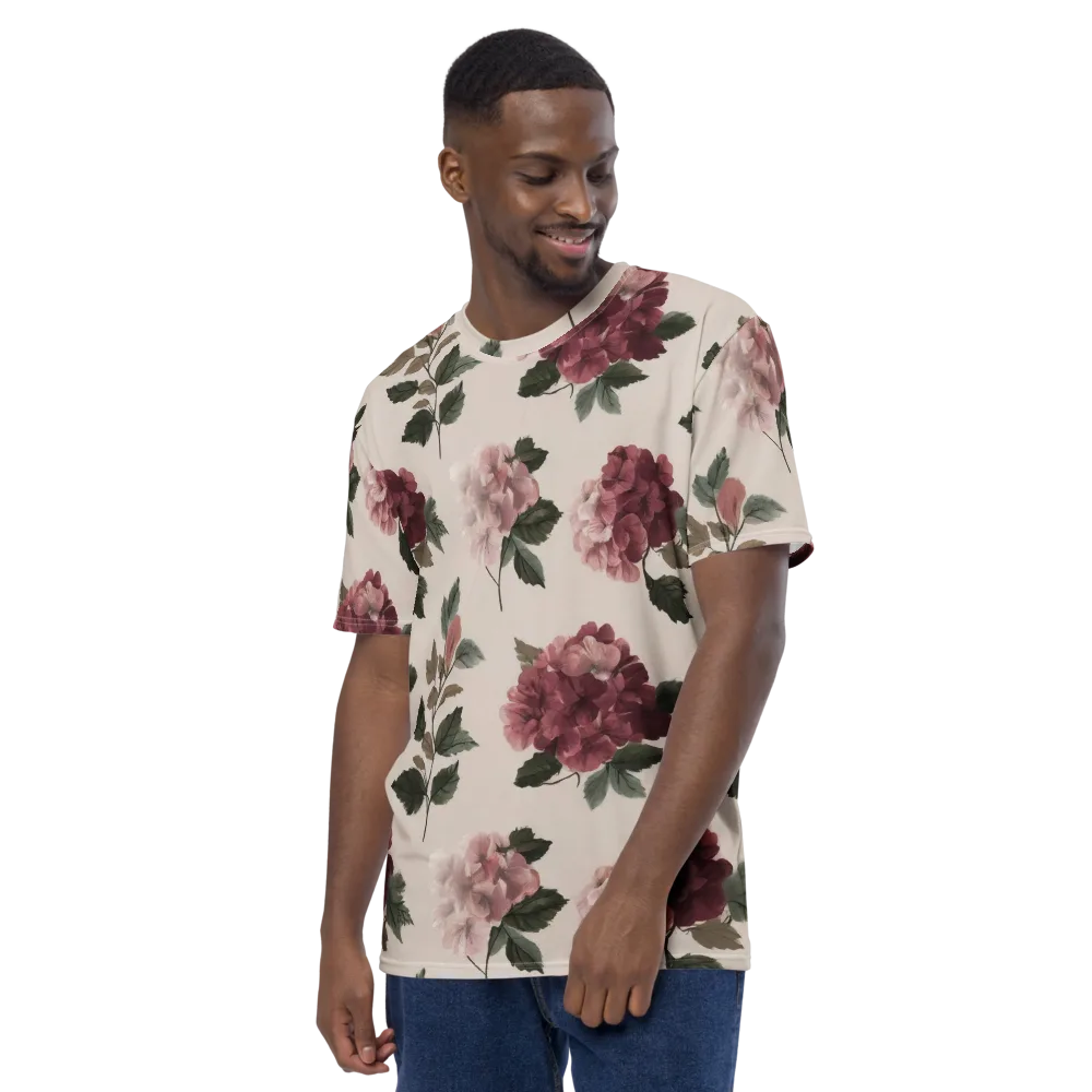 Vintage Bloom on Men's Crew Neck T-Shirt — Left