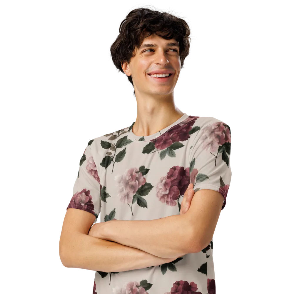 Vintage Bloom on Men's Crew Neck T-Shirt — Left Front