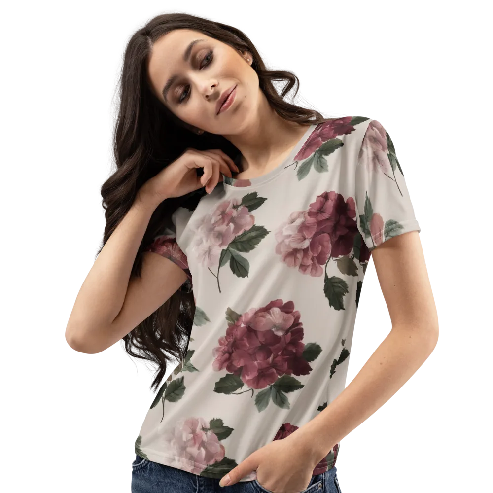 Vintage Bloom on Women's Crew Neck T-Shirt — Left Front