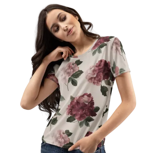 Vintage Bloom on a Women's Crew Neck T-Shirt