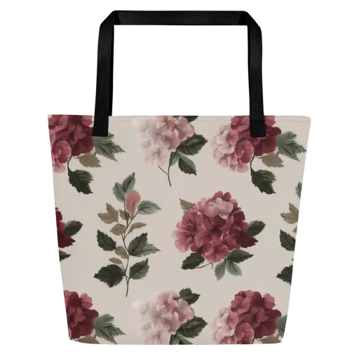 Vintage Bloom on a Large Tote Bag W/ Pocket
