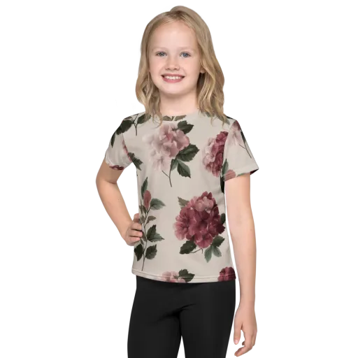 Vintage Bloom on a Kids Crew Neck T-Shirt