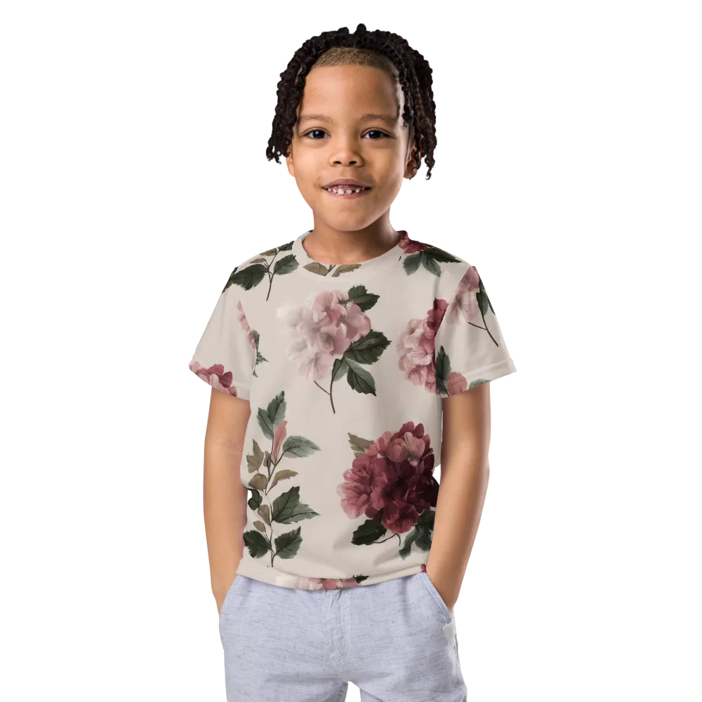 Vintage Bloom on Kids Crew Neck T-Shirt — Front