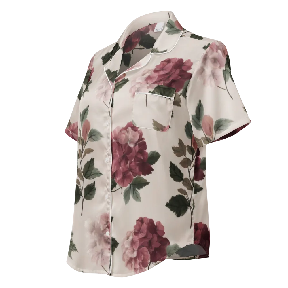 Vintage Bloom on Women's Short Sleeve Pajama Top — Left Front