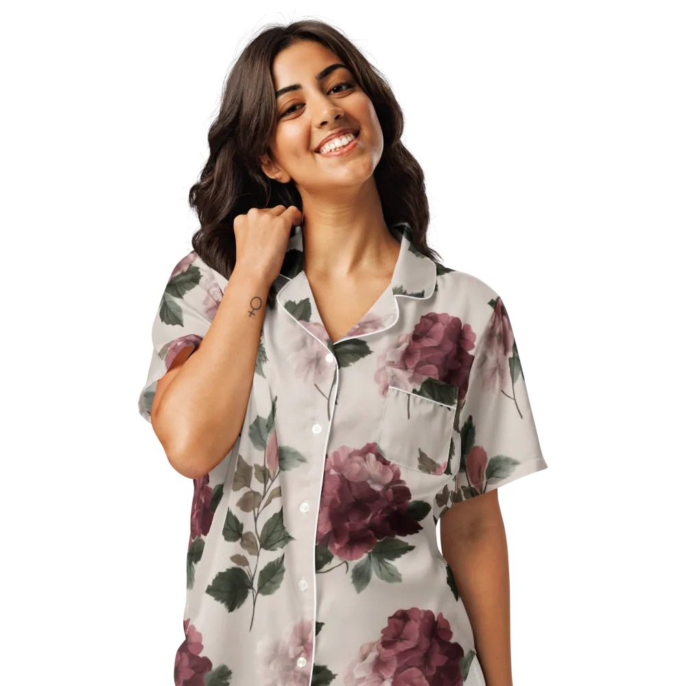 Vintage Bloom on Women's Short Sleeve Pajama Top — Front
