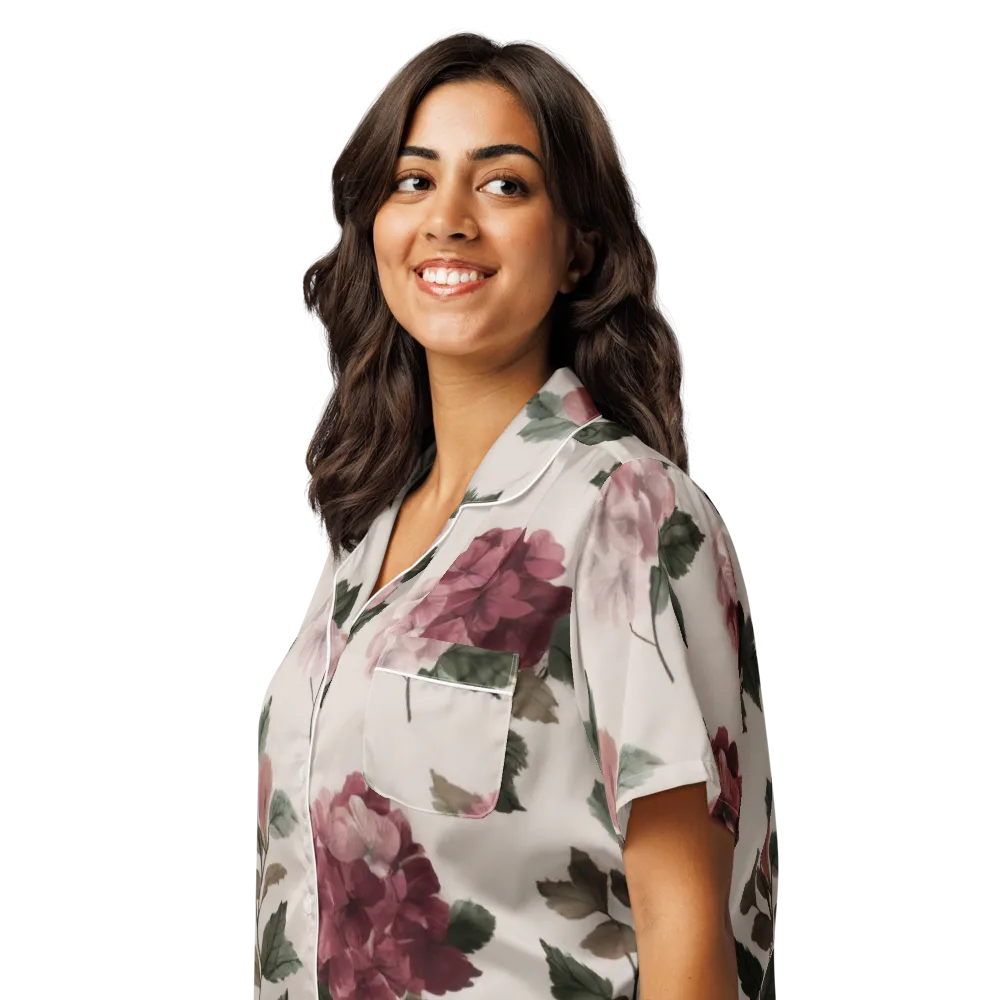 Vintage Bloom on Women's Short Sleeve Pajama Top — Left Front