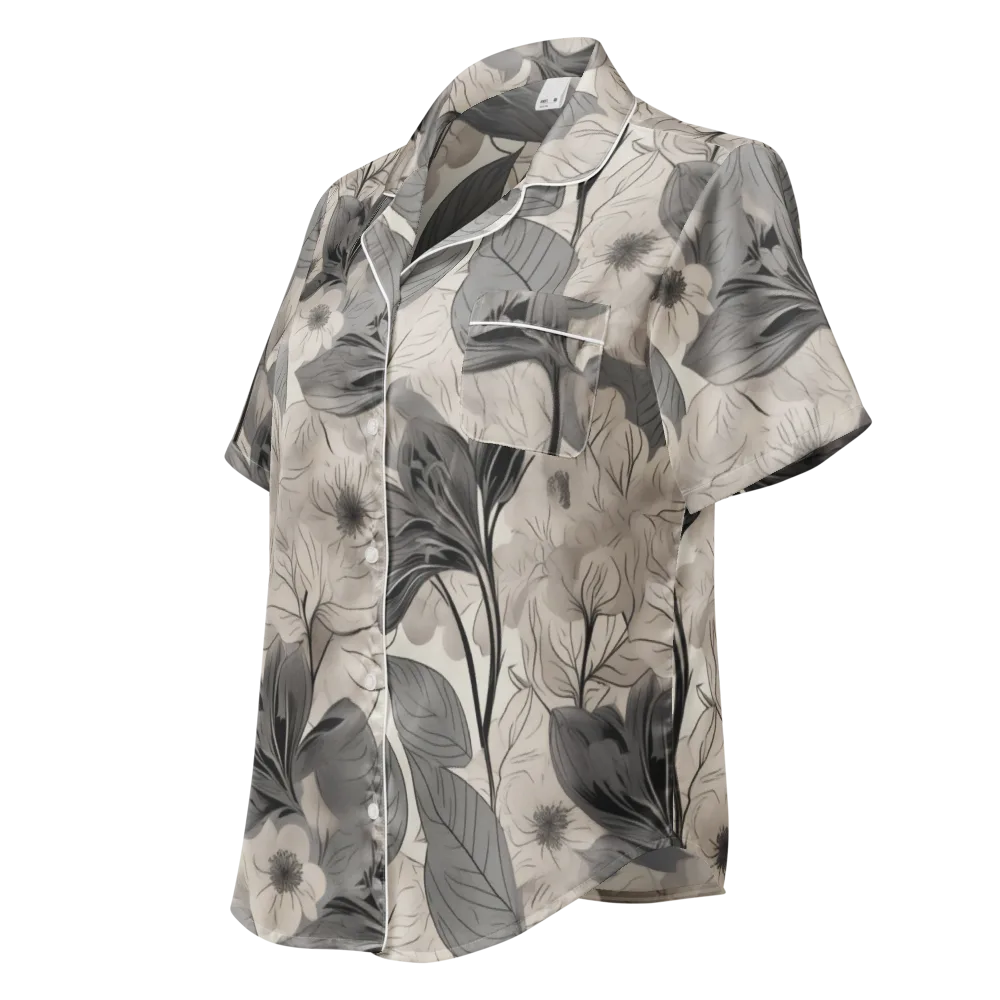 Silverleaf Sonata on Women's Short Sleeve Pajama Top — Left Front