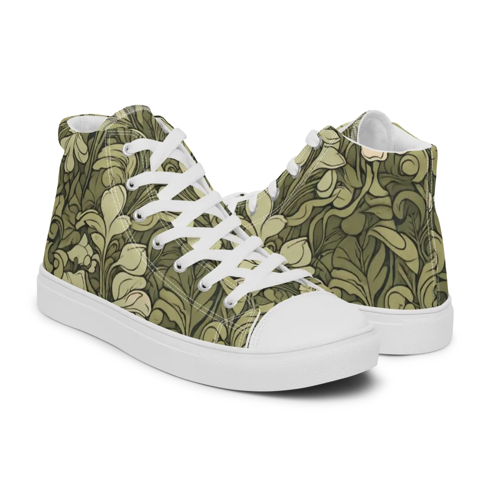 Olive Garden Hymn on Men's High Top Canvas Shoes — Right