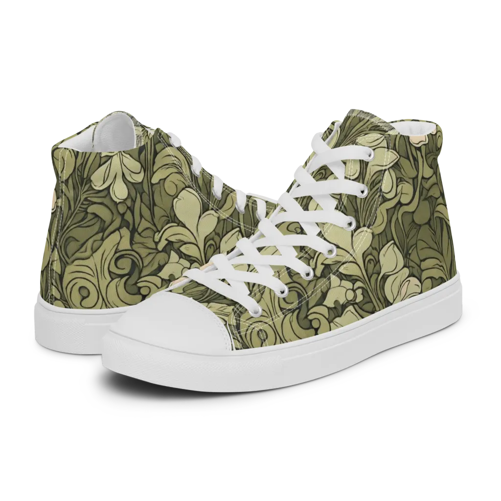 Olive Garden Hymn on Women's High Top Canvas Shoes — Left