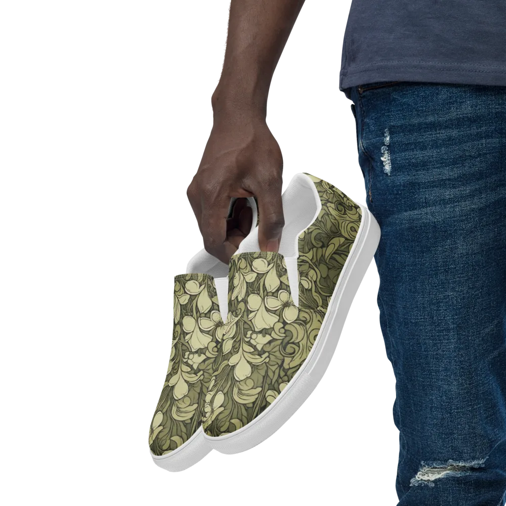 Olive Garden Hymn on Men's Slip-On Canvas Shoes — Left Front