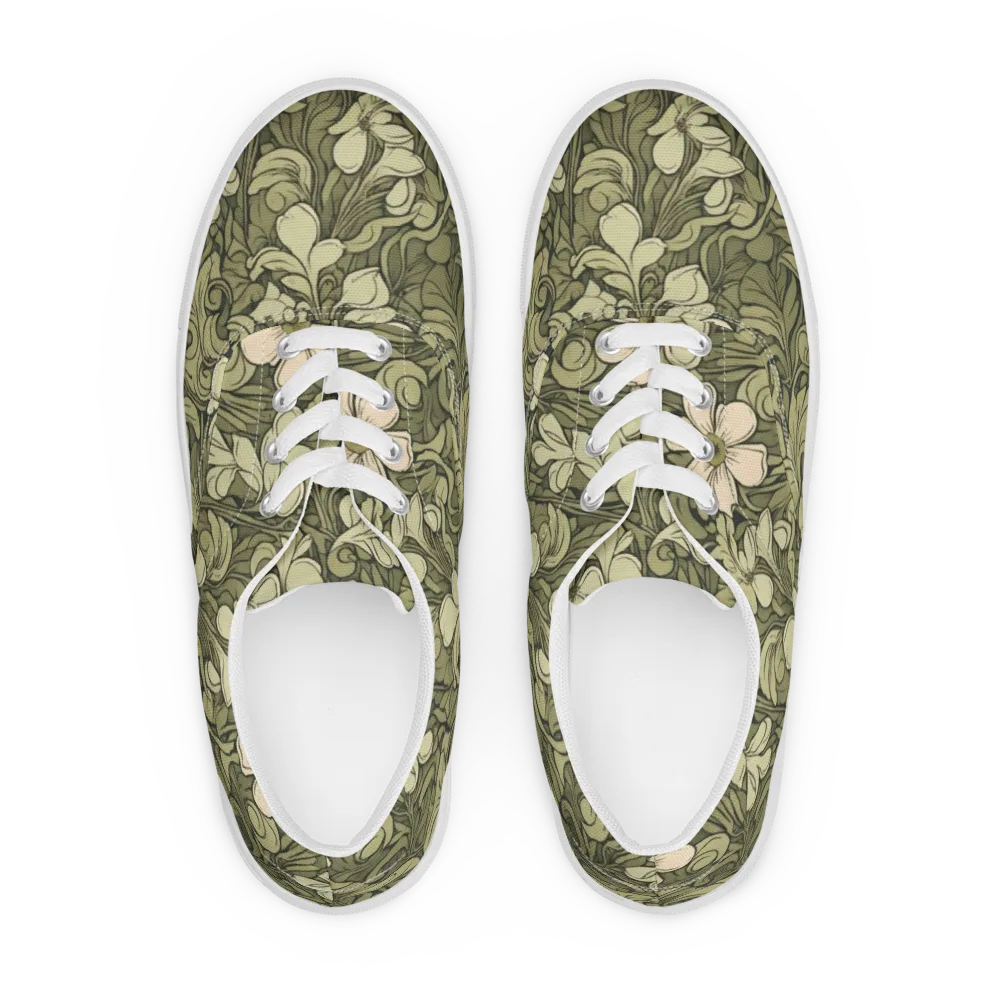 Olive Garden Hymn on Men's Lace-Up Canvas Shoes — Front