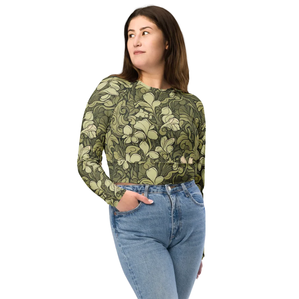 Olive Garden Hymn on Long Sleeve Crop Top — Front