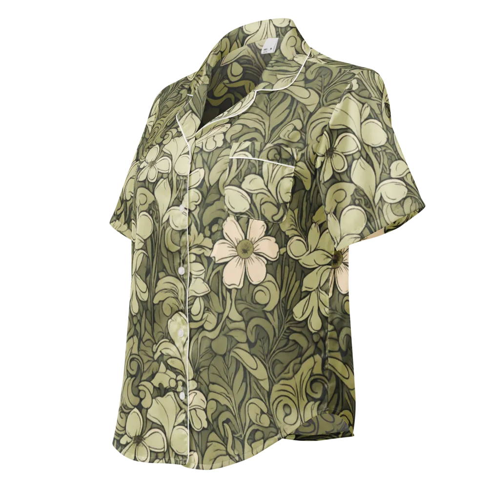 Olive Garden Hymn on Women's Short Sleeve Pajama Top — Left Front