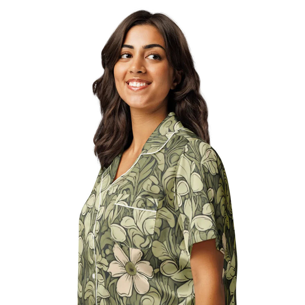 Olive Garden Hymn on Women's Short Sleeve Pajama Top — Left Front