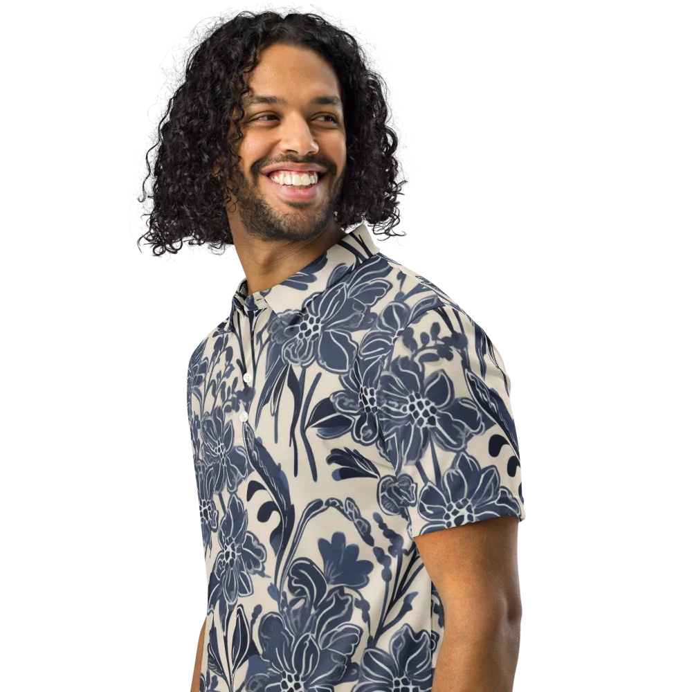 Bluebell Ledger on Men's Slim Fit Polo Shirt — Left Front
