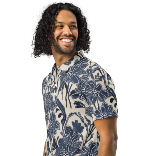 Bluebell Ledger on a Men's Slim Fit Polo Shirt