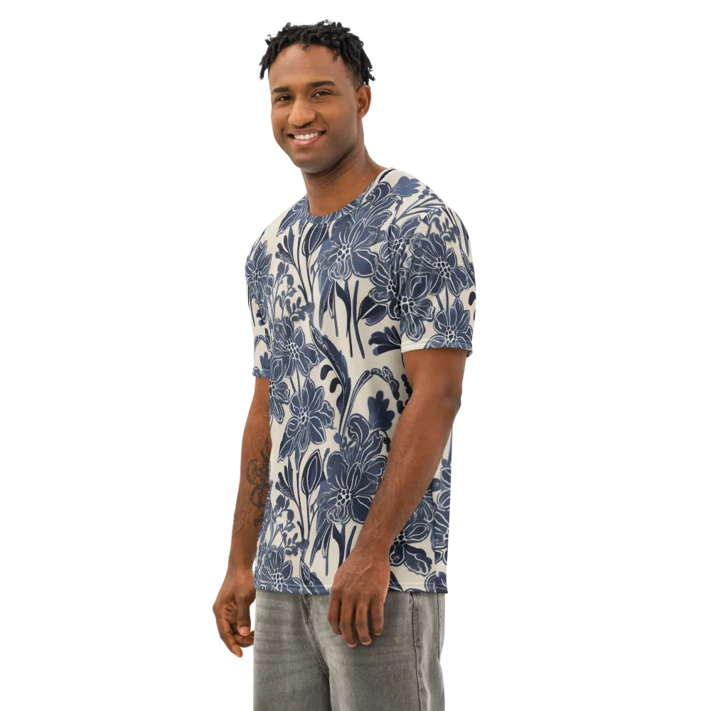 Bluebell Ledger on Men's Cotton Crew Neck T-Shirt — Left Front