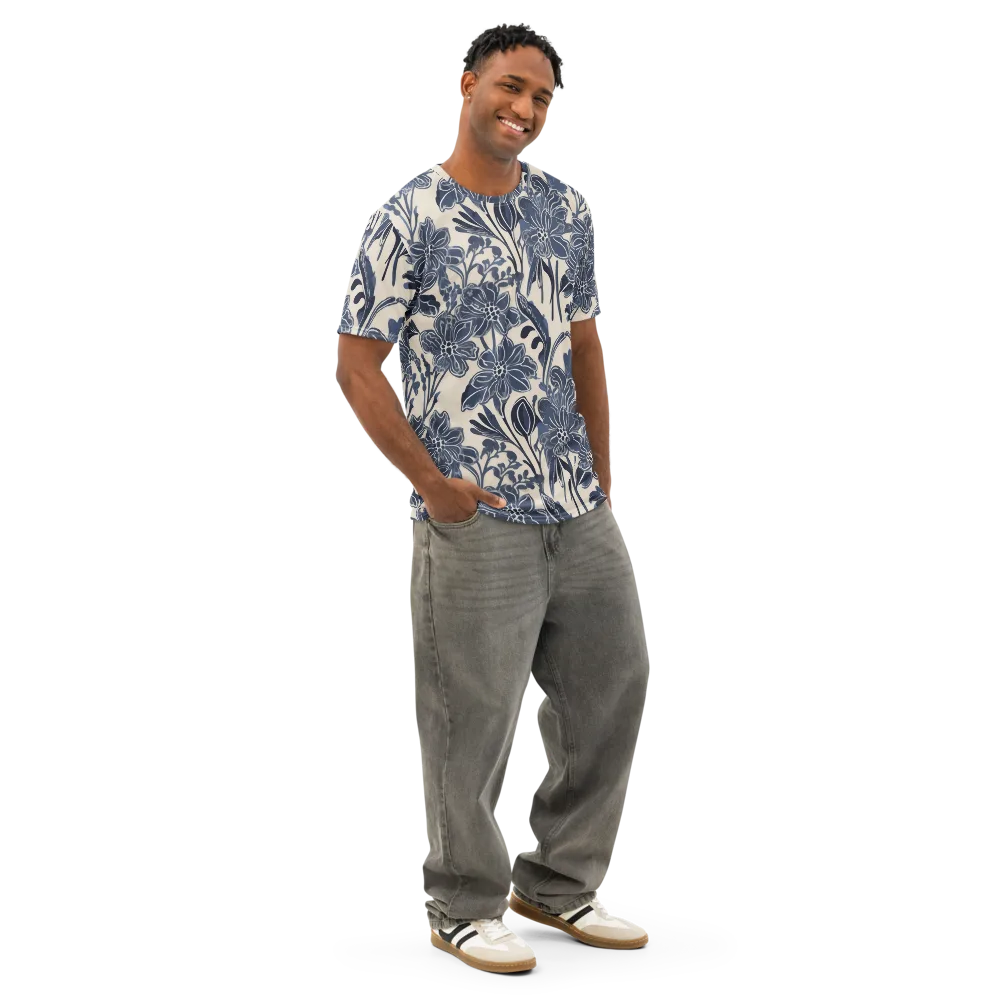 Bluebell Ledger on Men's Cotton Crew Neck T-Shirt — Right Front
