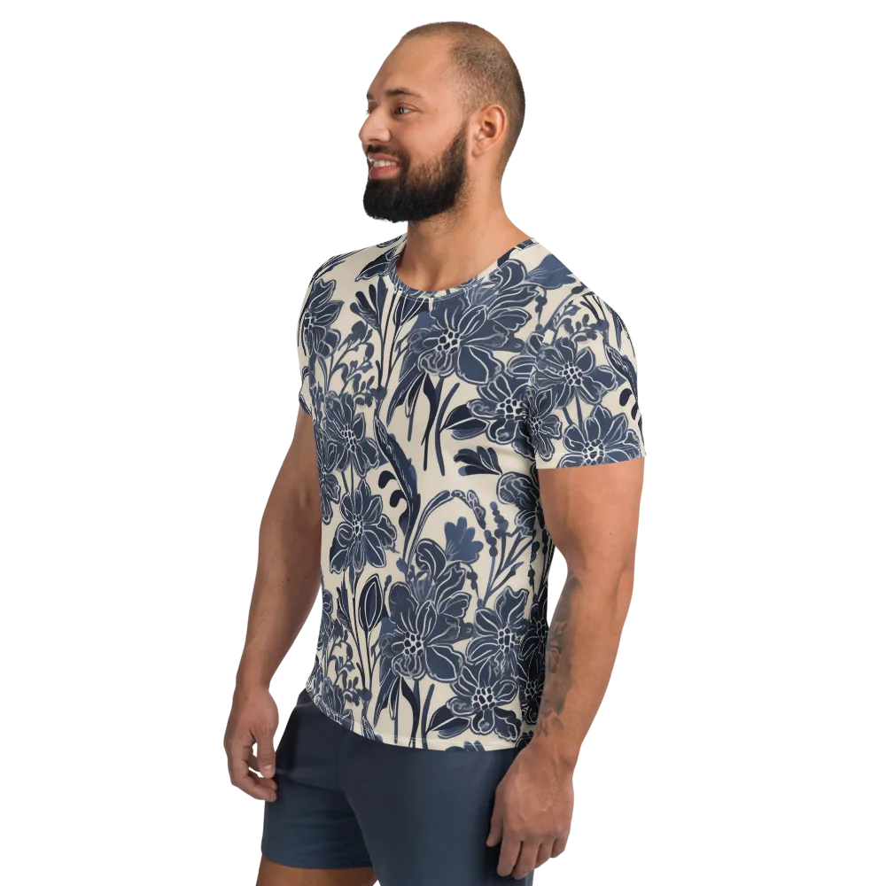 Bluebell Ledger on Men's Athletic T-Shirt — Left