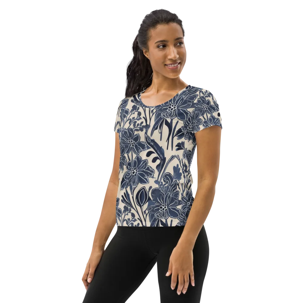 Bluebell Ledger on Women's Athletic T-Shirt — Left