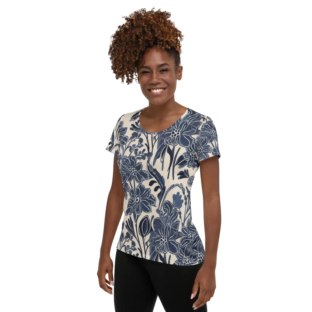 Bluebell Ledger on Women's Athletic T-Shirt — Left