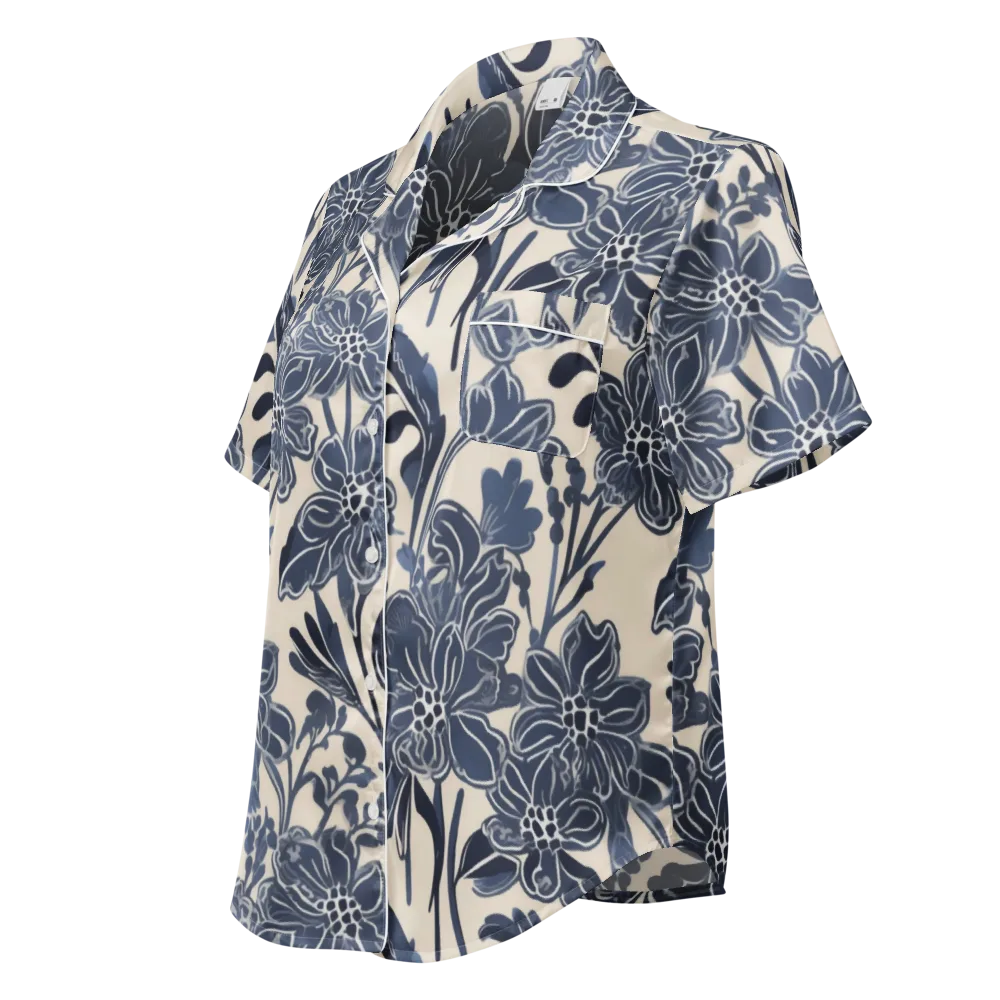 Bluebell Ledger on Women's Short Sleeve Pajama Top — Left Front