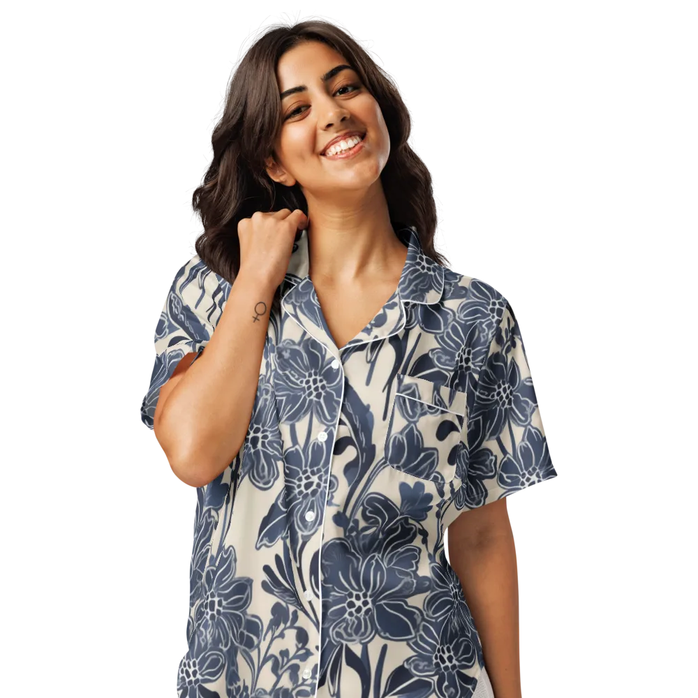 Bluebell Ledger on Women's Short Sleeve Pajama Top — Front