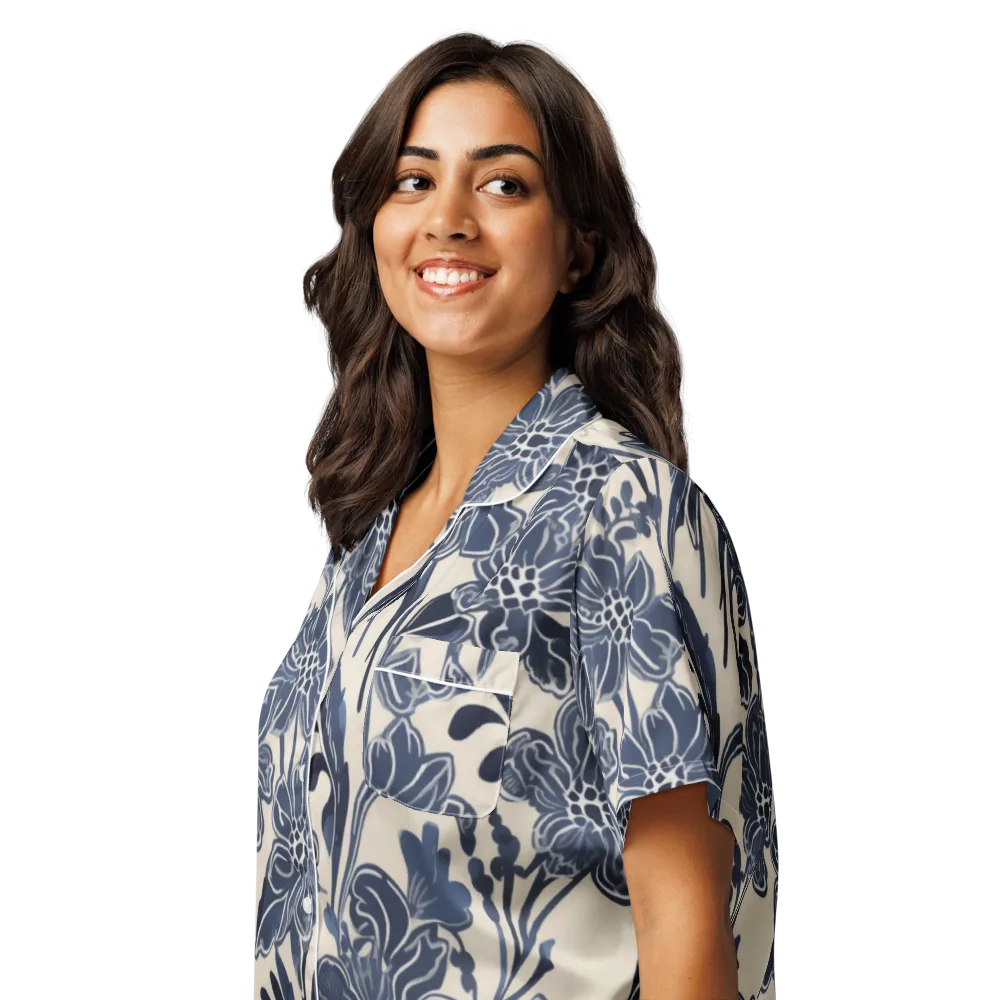 Bluebell Ledger on Women's Short Sleeve Pajama Top — Left Front