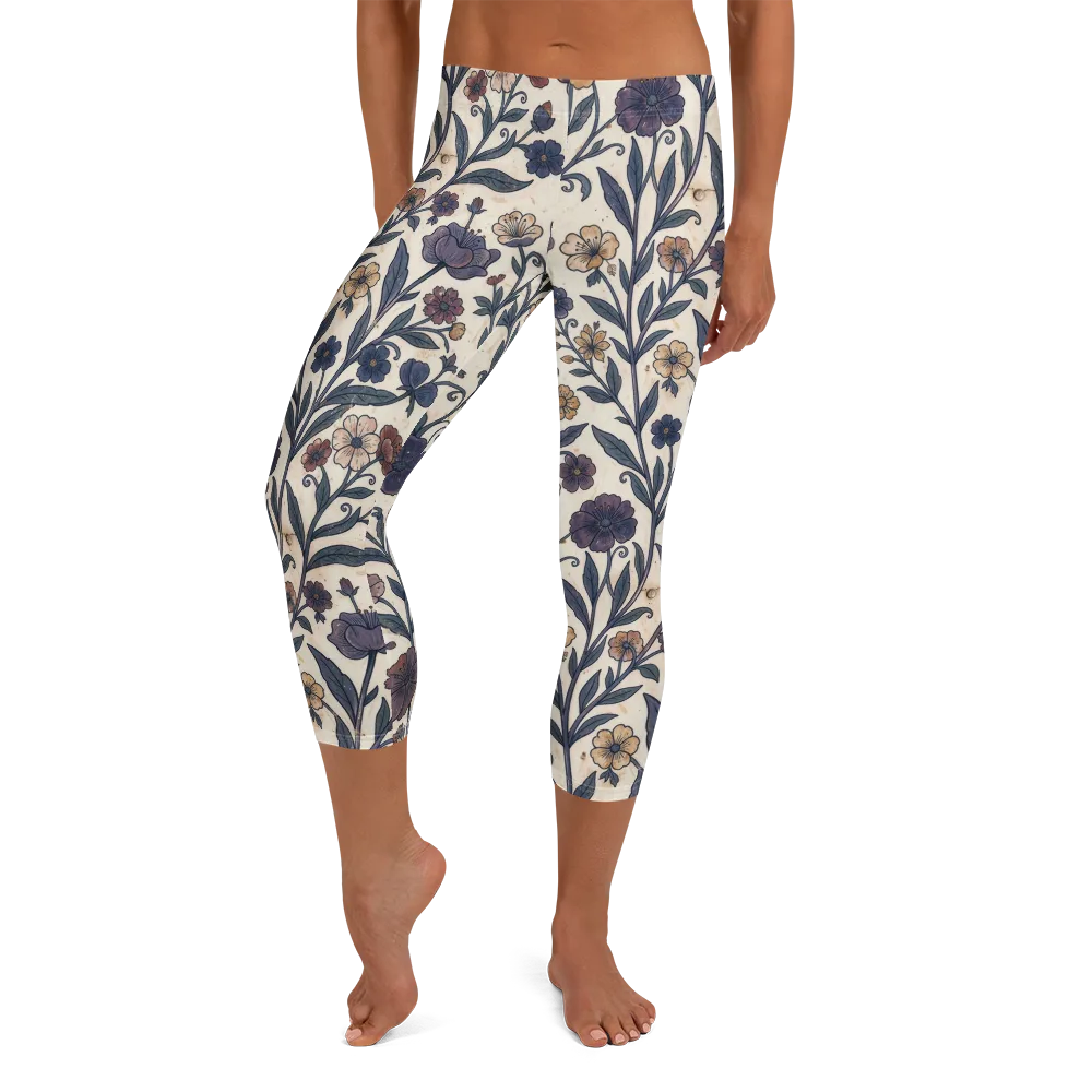 Dusk Garden on Capri Leggings — Front