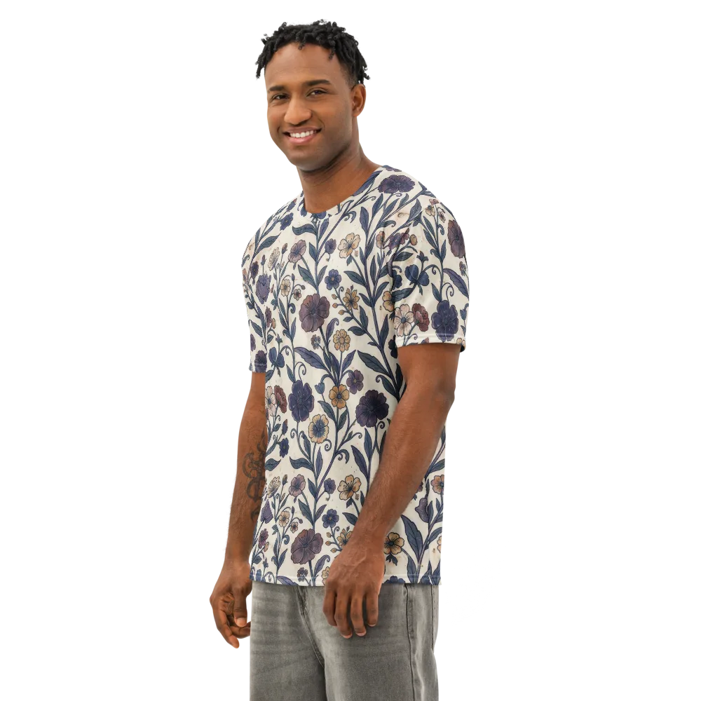 Dusk Garden on Men's Cotton Crew Neck T-Shirt — Left Front