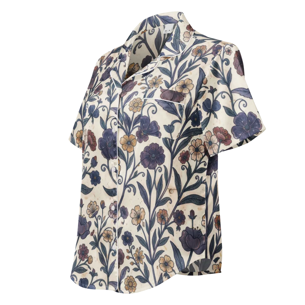 Dusk Garden on Women's Short Sleeve Pajama Top — Left Front