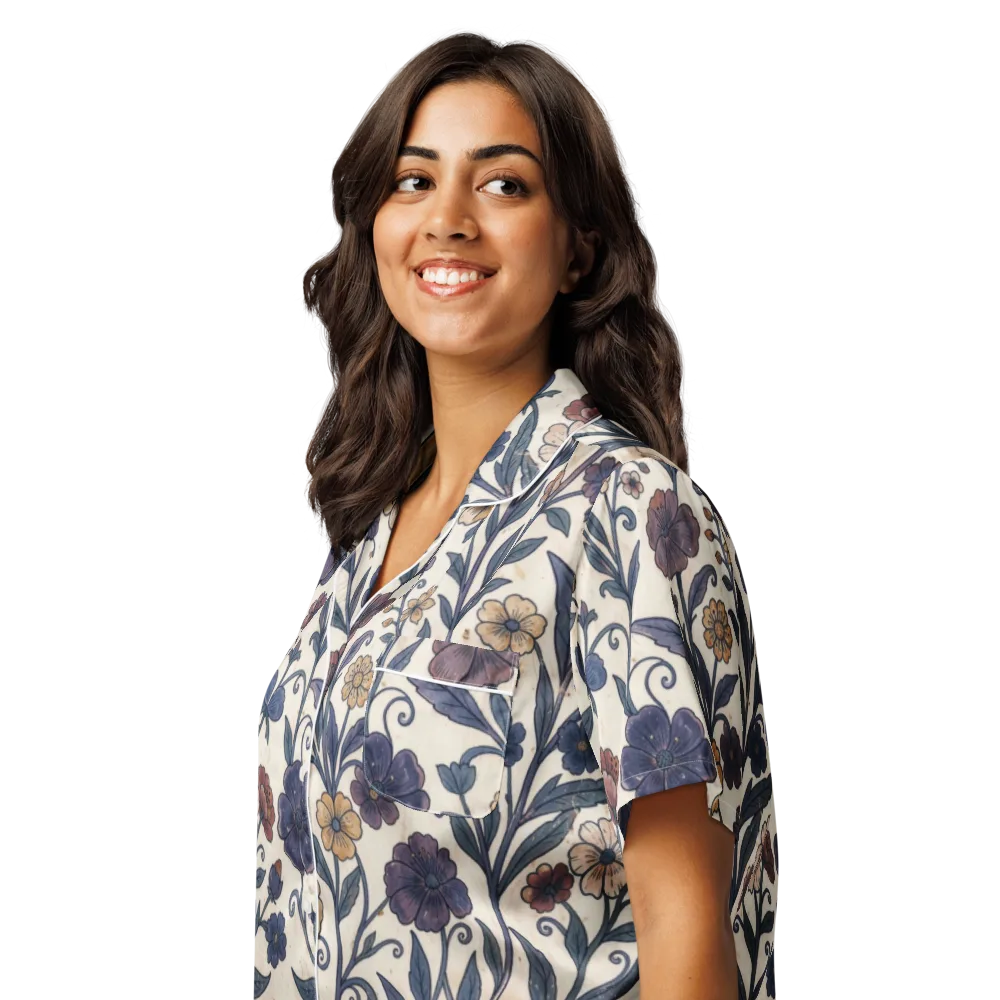 Dusk Garden on Women's Short Sleeve Pajama Top — Left Front
