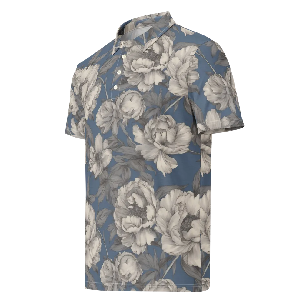 Blue Garden Reverie on Men's Slim Fit Polo Shirt — Left Front