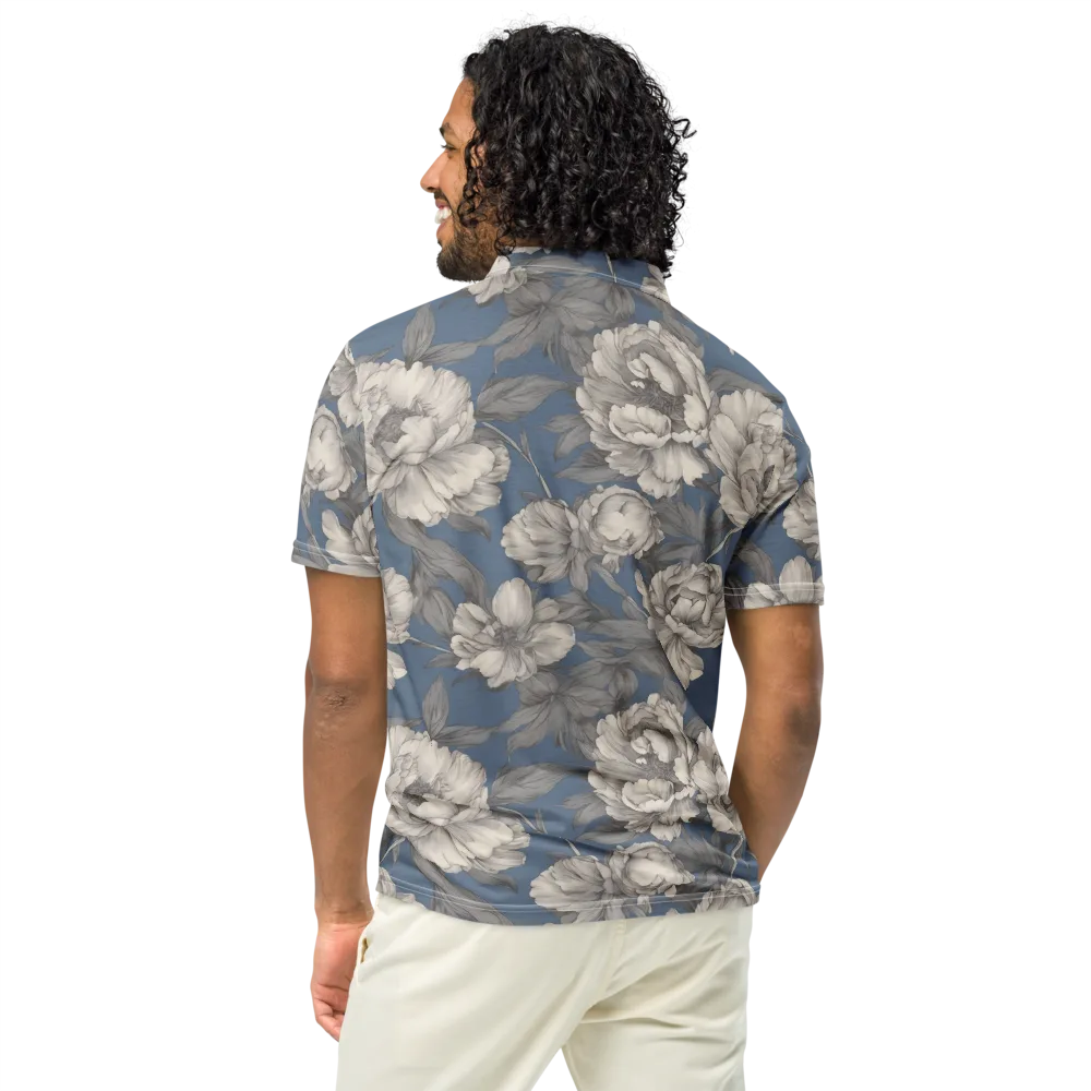 Blue Garden Reverie on Men's Slim Fit Polo Shirt — Back