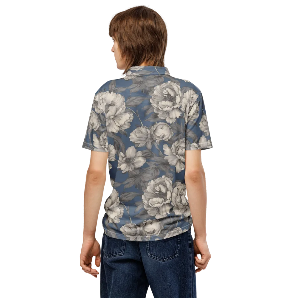 Blue Garden Reverie on Men's Slim Fit Polo Shirt — Back
