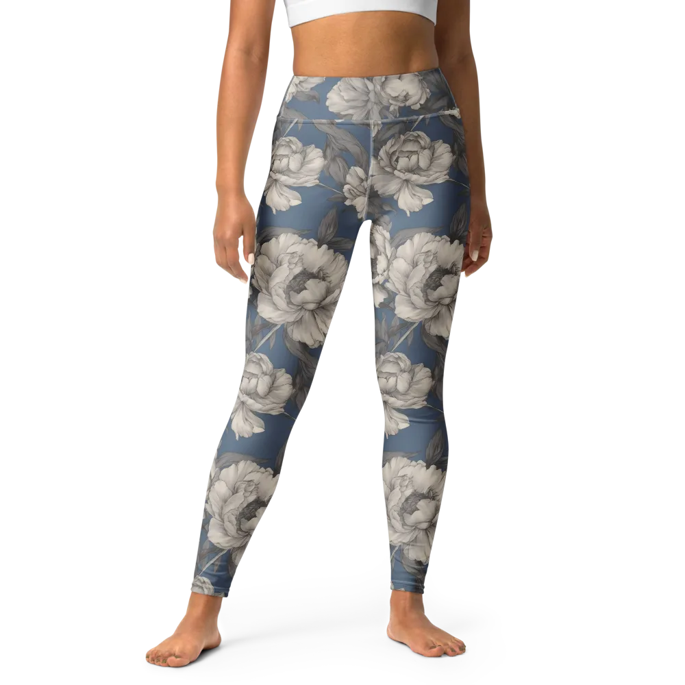 Blue Garden Reverie on Yoga Leggings — Front