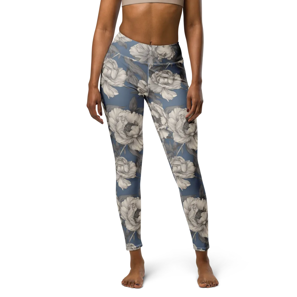Blue Garden Reverie on Yoga Leggings — Front