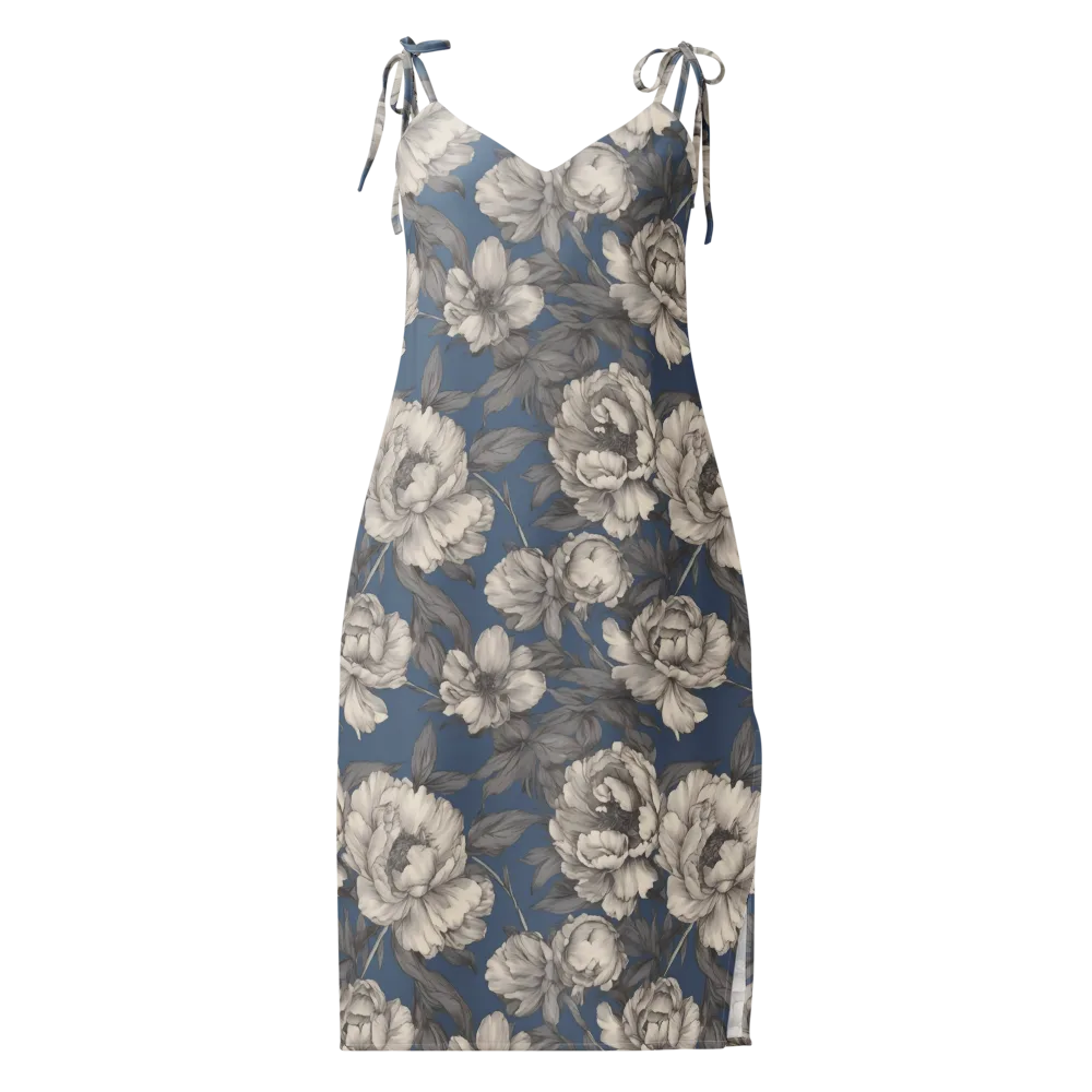 Blue Garden Reverie on Slip Dress — Front
