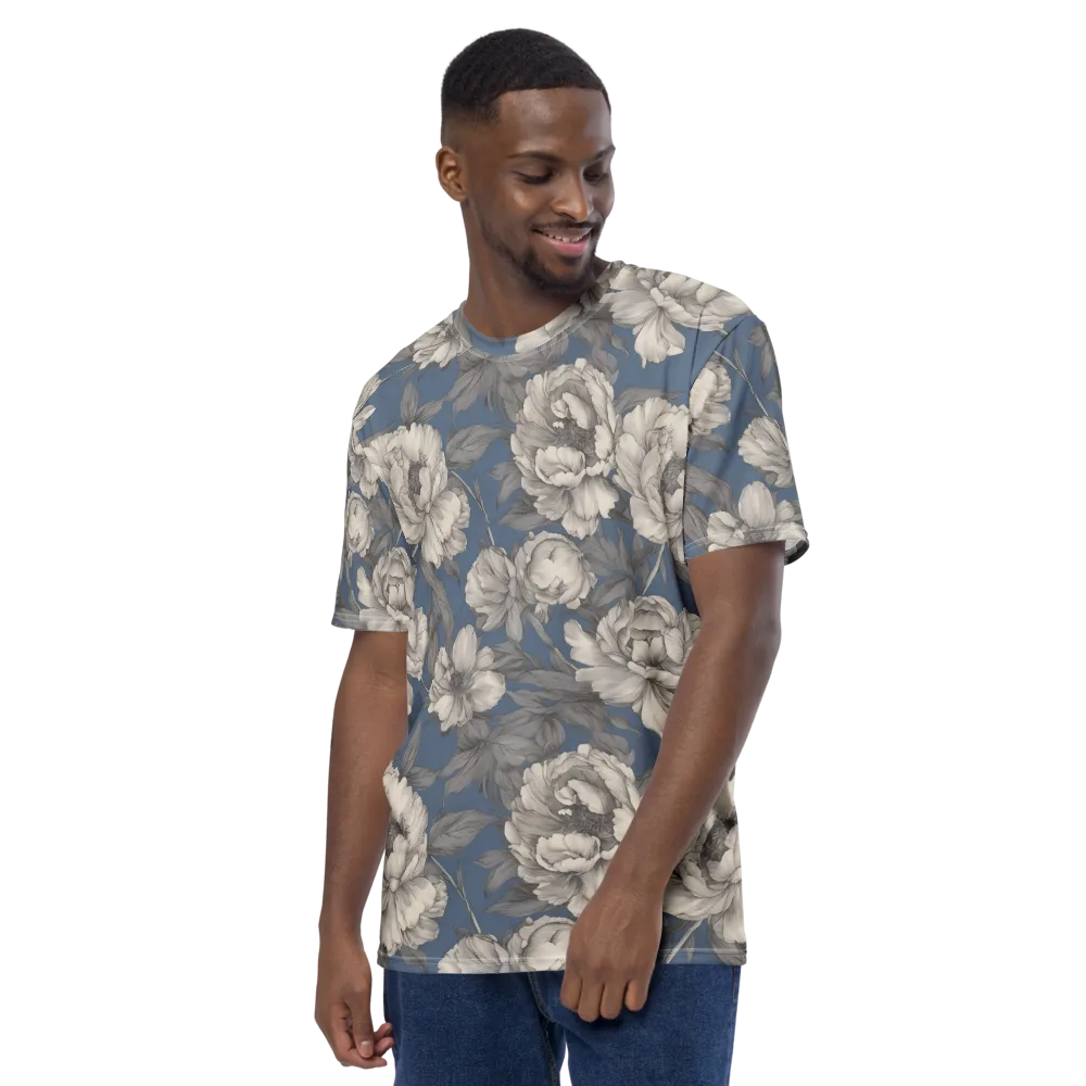 Blue Garden Reverie on Men's Crew Neck T-Shirt — Left