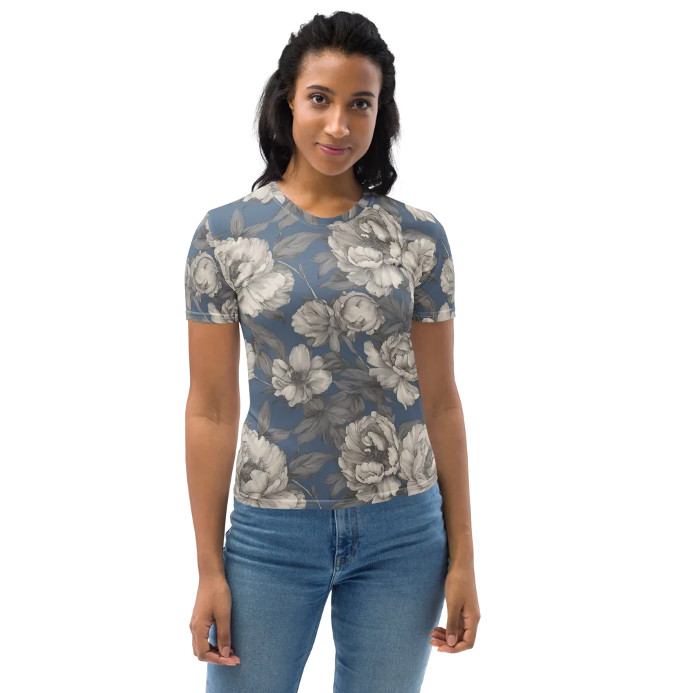 Blue Garden Reverie on Women's Crew Neck T-Shirt — Front