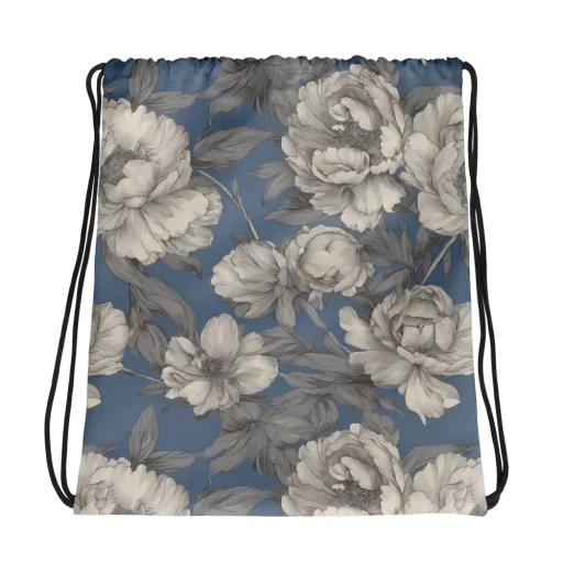 Blue Garden Reverie on a Drawstring Bag