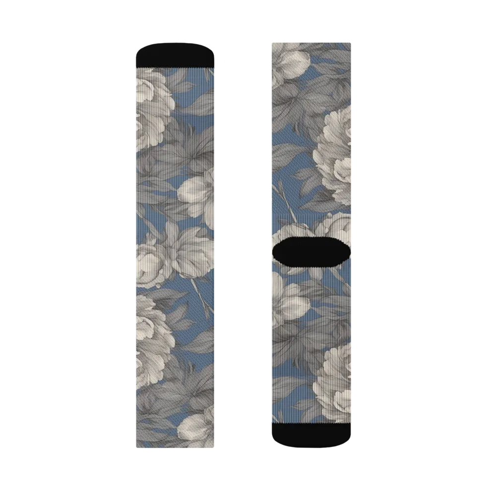 Blue Garden Reverie on Socks — Left Sock