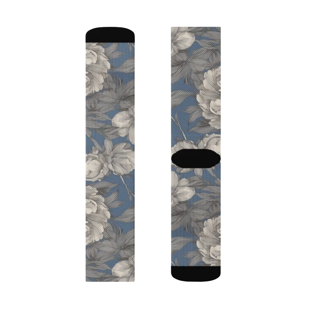 Blue Garden Reverie on Socks — Right Sock